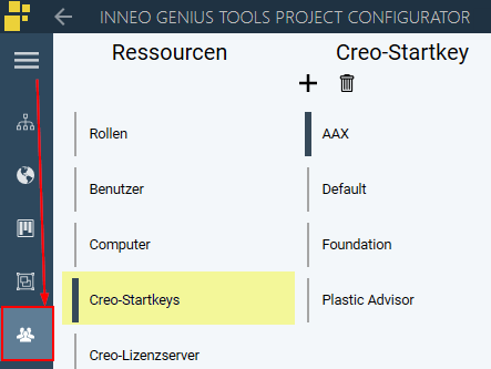 Anlegen von Creo-Startkeys in den Resourcen...