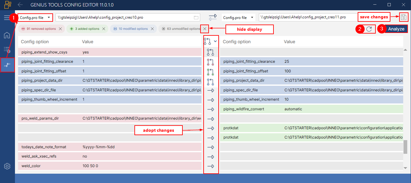 Comparing two config.pro files: unmodified options are not displayed Comparing two config.pro files: unmodified options are not displayed
